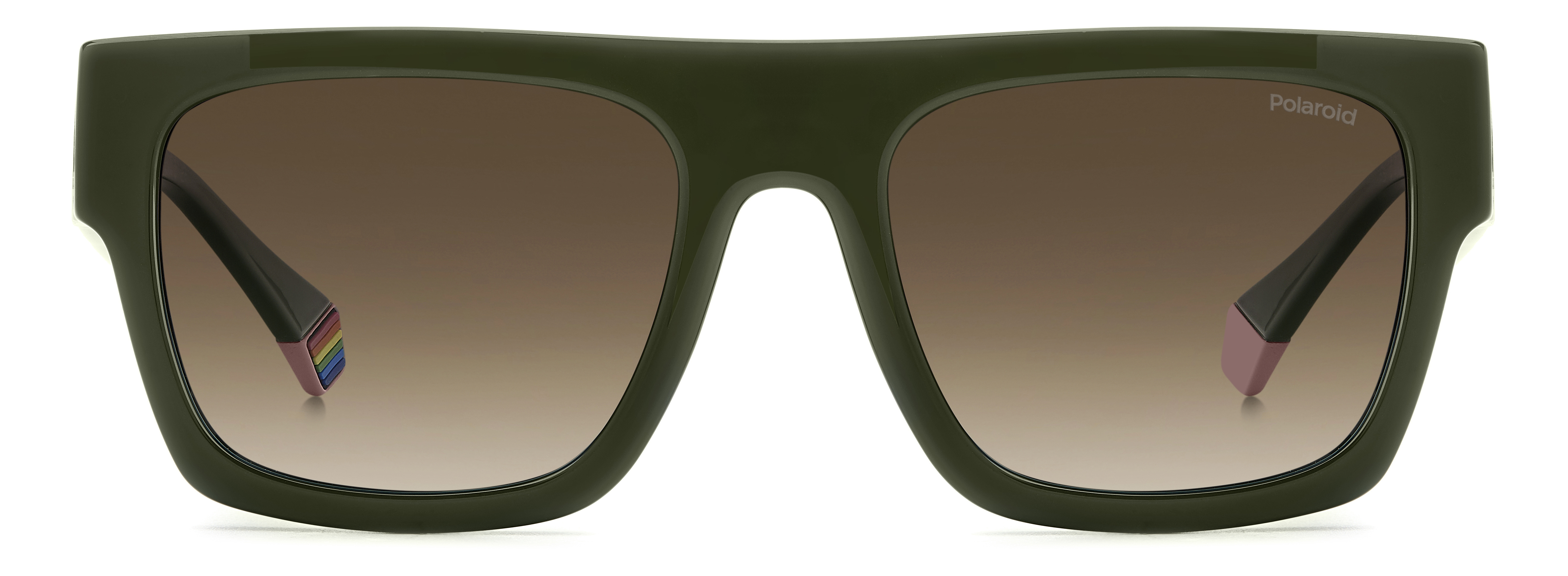 Polaroid Unisex Modern Sunglasses – Green Rectangular Frames, Eco Polycarbonate Lenses, Size 54/20/140